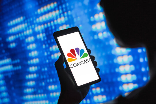 April 25, 2024, Brazil. In this photo illustration, the Comcast Corporation logo is displayed on a smartphone screen.