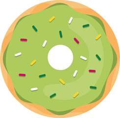 Donuts with glaze. Sweet doughnuts.  Donut with Sprinkles Doughnut Vector and Art clip Design. Cartoon donuts with different toppings, delicious sweet desserts. 