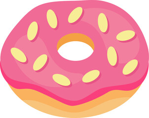 Fototapeta premium Donuts with glaze. Sweet doughnuts. Donut with Sprinkles Doughnut Vector and Art clip Design. Cartoon donuts with different toppings, delicious sweet desserts. 