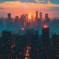 city at sunset