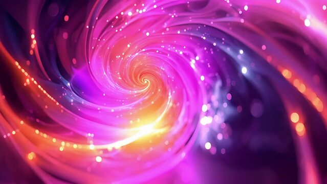 The defocused neon spirals seem to pulsate with energy casting a dreamy glow and drawing viewers into a fantastical world of abstract shapes and colors. .