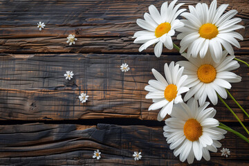 Obraz premium Copy-space of white daisy flowers, a tranquil vista adorned with nature's graceful symbols of renewal and life