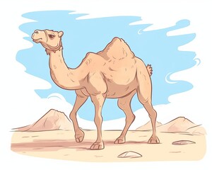 tan camel in desert