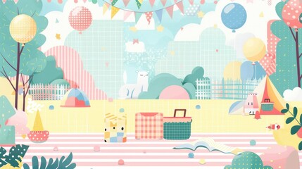 Cute design of happy birthday ballon pattern themed children's party background