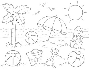 beach balls summer coloring page. you can print it on standard 8.5x11 inch paper