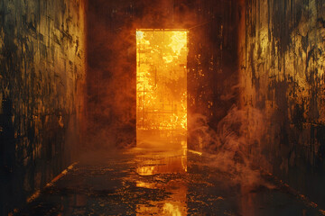 Immersive Inferno:Haunting Industrial Shadows Ablaze in a Cinematic Masterpiece