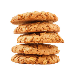 pile of pieces of whole grain cookies Cereals Cookies isolated on a white background