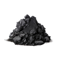 pile of coal carbon or charcoal dust isolated on white background