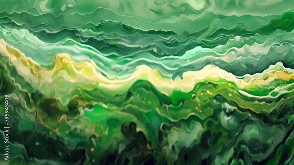 Poster an abstract representation of a jatropha plantation with vibrant splashes of emerald jade and sage g