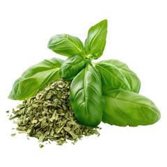 pile of extracts dry basil isolated on white background