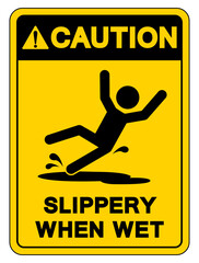 Caution Slippery When Wet Symbol Sign,Vector Illustration, Isolate On White Background Label. EPS10