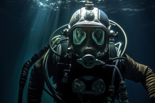 Underwater photo of aquanaut adventure helmet sports.