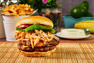 hamburger and fries