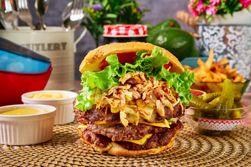 hamburger and fries