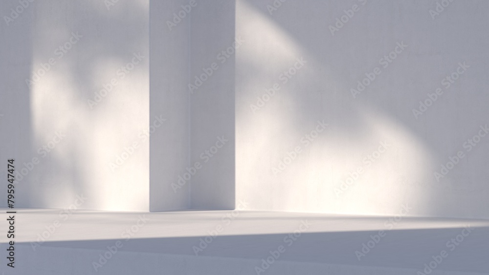 Poster abstract 3d background white color. minimal background with natural lighting and empty space for pro