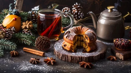 Plexiglas foto achterwand Delicious croissant on wooden surface with tea © 2rogan