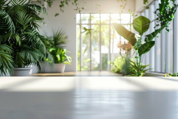 White Table with Blurred Background created with Generative AI