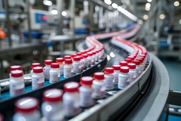 Pharmaceutical production line. Modern production of medicines. Production of medicines