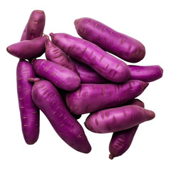 purple yams or purple sweet potatoes on white background