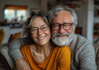 couple, premium bed, woman man, family, wife, husband, love together, old man, caucasian, adult, happy, retired, mature male, bedroom, smile, rest, retirement, old man relaxing, intimacy,Loving  - obrazy, fototapety, plakaty