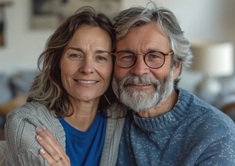 couple, premium bed, woman man, family, wife, husband, love together, old man, caucasian, adult, happy, retired, mature male, bedroom, smile, rest, retirement, old man relaxing, intimacy,Loving  - obrazy, fototapety, plakaty