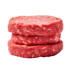 raw fresh large beef burger isolated on white background