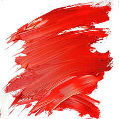 red grunge brush strokes oil paint isolated on white background