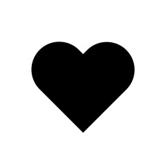 Solid black heart shape. Simple love symbol. Classic romantic icon. Vector illustration. EPS 10.