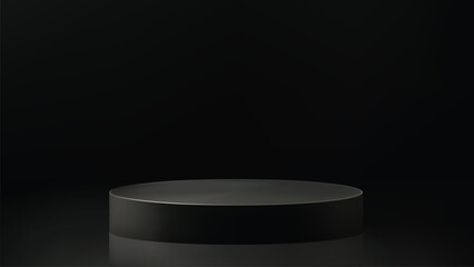 Product display background, minimalist black circle podium, black tone