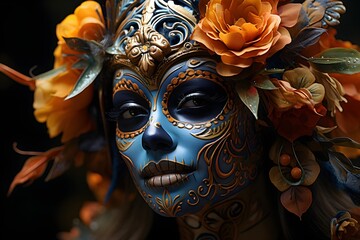 Mexican face paint, day of the dead - obrazy, fototapety, plakaty