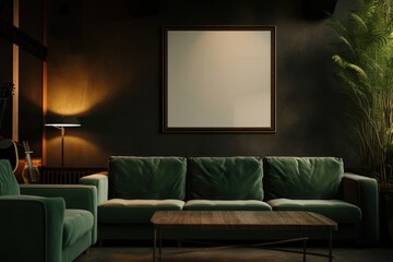 Blank frame mockup lounge couch architecture