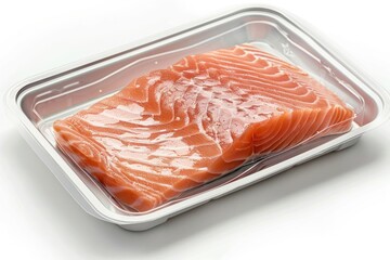 Packaging for frozen perfect cut raw salmon raw meat seafood pork.