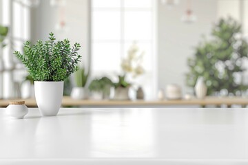 White Table with Blurred Background created with Generative AI