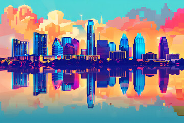 Austin vector abstract flat skyline illustration