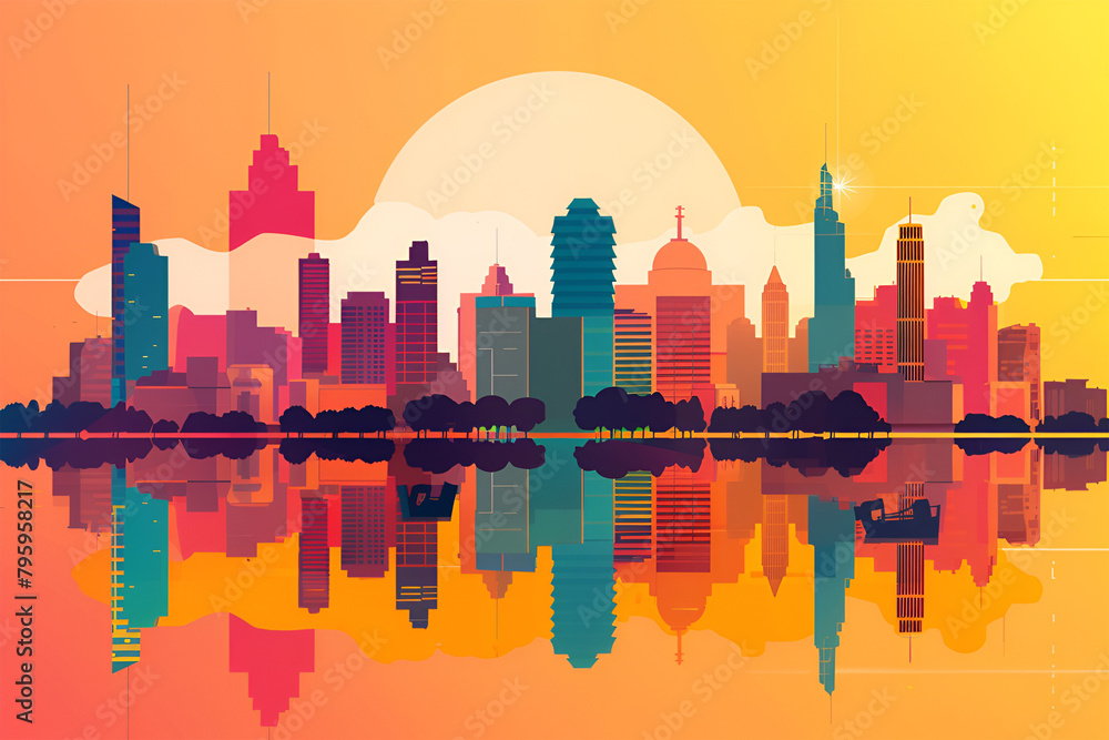 Wall mural Buenos Aires flat vector skyline illustration