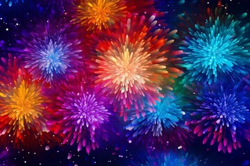 Dazzling Firework Display Gradients: Festive Colors Explosion