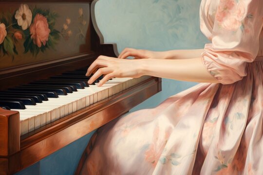 Piano keyboard painting musician
