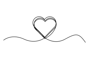 Continuous line heart design. Minimalist love symbol. One line art drawing. Vector illustration. EPS 10.
