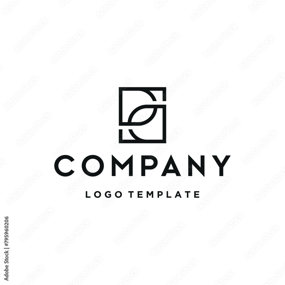 Poster initial letter d dd with simple rectangle shape line art logo design