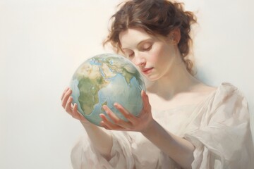 Painting art holding planet