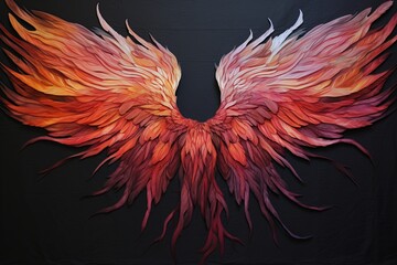 Crimson Feather Gradients: Vivid Fiery Phoenix Wing Gradation