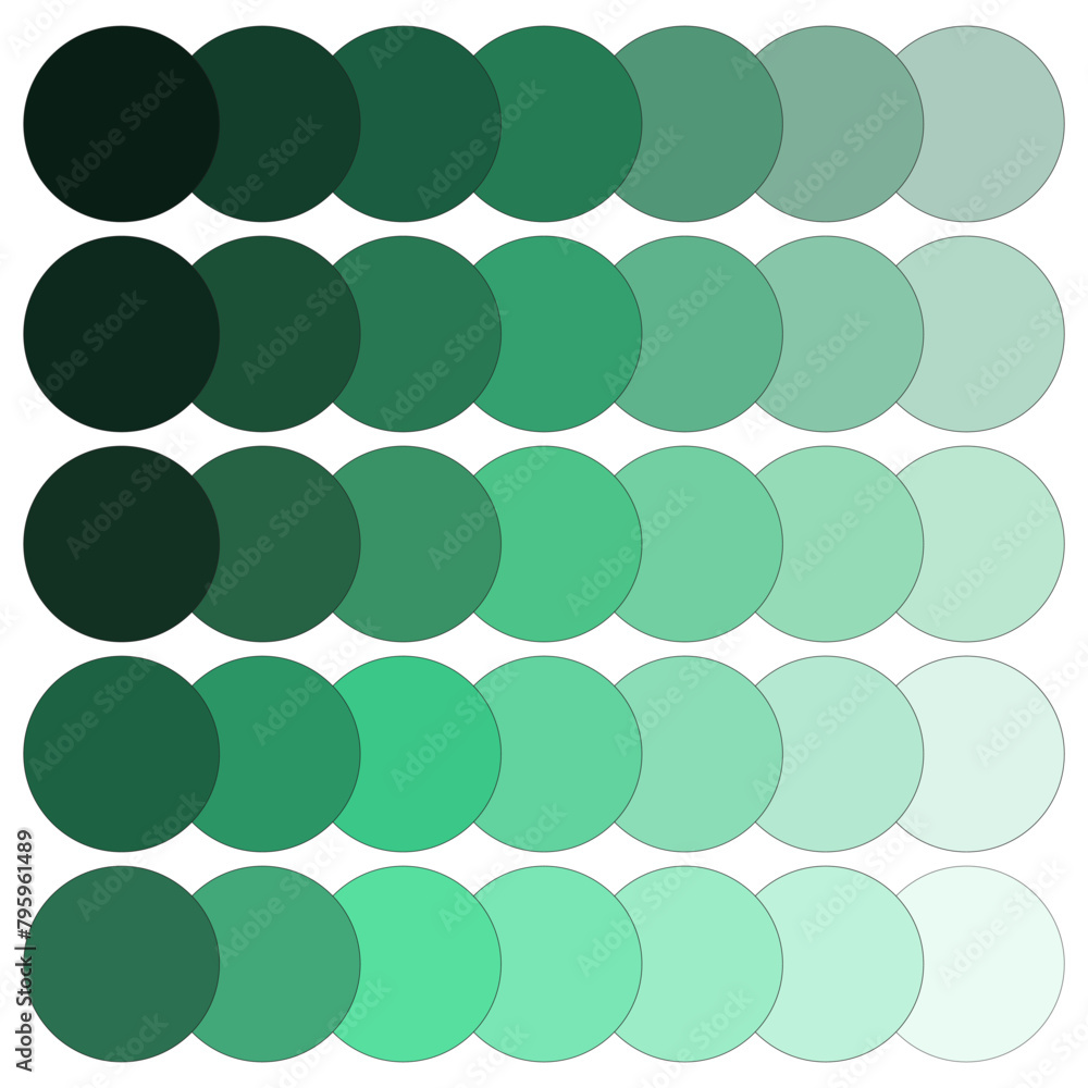 Poster emerald to mint dot gradient. array of green shades. soothing pattern design. vector illustration. e