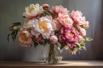 Fototapeta na wymiar Flower bouquet plant peony vase.