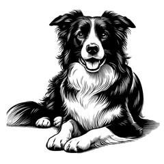 Hand drawn cute Border Collie, vector sketch isolated on white background.
