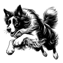 Hand drawn cute Border Collie, vector sketch isolated on white background.