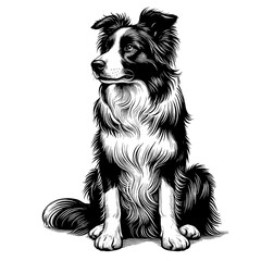 Hand drawn cute Border Collie, vector sketch isolated on white background.