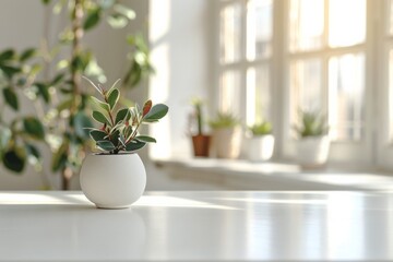 White Table with Blurred Background created with Generative AI