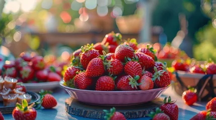 Plexiglas foto achterwand Strawberries in Bowl on Table © 2rogan
