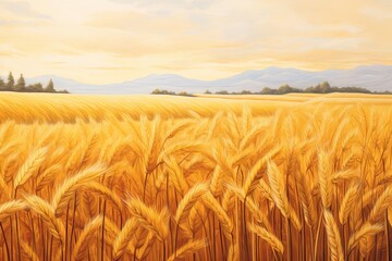 Golden Wheat Field Gradients: Tranquil Wheat Artistry