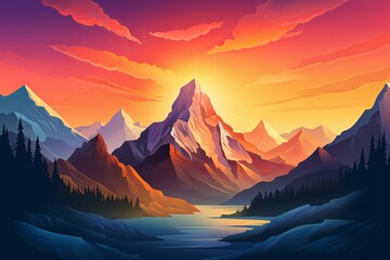 Majestic Mountain Peak Gradients: A Visual Symphony of Nature